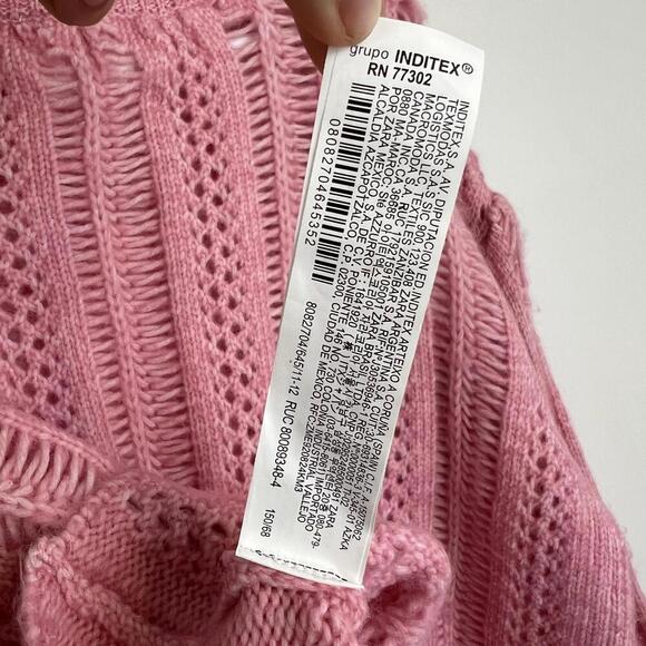 Brand New Zara Girl 8082/704 11-12 year old Pink Crochet Knit Sweater Top Boho - Picture 6 of 9